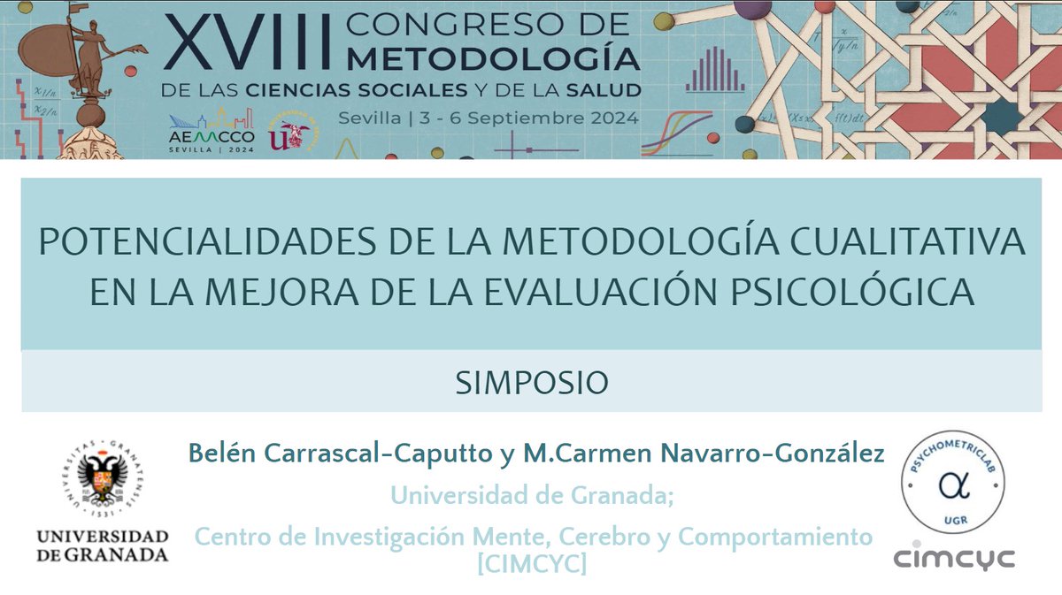 PsychometricUGR's tweet photo. ‼️No os perdáis el simposio que organizan @BelenCarrascal y @CarmenNav96 en el Congreso de @_AEMCCO_
¡Mañana a las 11:30 en el Aula 4! https://t.co/9XaFodQRBC