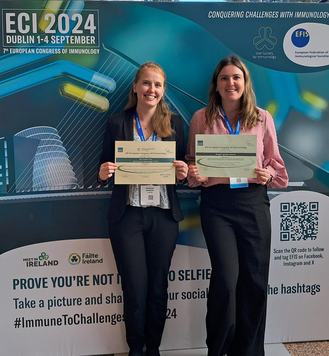 Molecular Rheumatology TCD (@moleculartcd) on Twitter photo Big congrats to Veale/Fearon team members <a href="/BriBarker20/">Brianne Barker</a> and <a href="/MeganHanlon4/">Megan Hanlon</a> who won poster and bright sparks awards at #ECI2024 on circulatory ‘PRIME’ cells and synovial tissue macrophages in patients with RA <a href="/TrinityMed1/">School of Medicine, Trinity College Dublin</a> <a href="/Arthritisie/">Arthritis Ireland</a> <a href="/tcdTBSI/">TCD TBSI</a> #athriris #fibroblasts #macrophages Big congrats to Veale/Fearon team members <a href="/BriBarker20/">Brianne Barker</a> and <a href="/MeganHanlon4/">Megan Hanlon</a> who won poster and bright sparks awards at #ECI2024 on circulatory ‘PRIME’ cells and synovial tissue macrophages in patients with RA <a href="/TrinityMed1/">School of Medicine, Trinity College Dublin</a> <a href="/Arthritisie/">Arthritis Ireland</a> <a href="/tcdTBSI/">TCD TBSI</a> #athriris #fibroblasts #macrophages