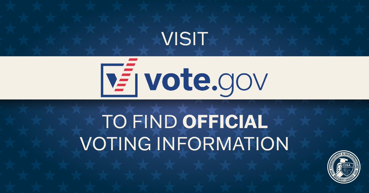 Looking for official, accurate &amp; trustworthy voting information? With election day only 2 months away, we encourage all voters to check out vote.gov to find up-to-date information from your state &amp; local election officials.