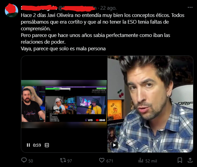javioliveira's tweet photo. Yo con esto no voy a poder.

Después de llevar semanas llorando y afirmando que "los clips del pasado no sirven hoy" por todo lo que le estamos sacando a él, Ricky se ha ido a la cuenta de un hater para rascar un clip del año de la polca cuando ni me habían empezado a salir entradas para decir que "esa es mi verdadera opinión pero no la doy porque tengo un contrato".

El ridículo que está haciendo Ricky y lo desesperado que está en esta última temporada no lo vi venir.