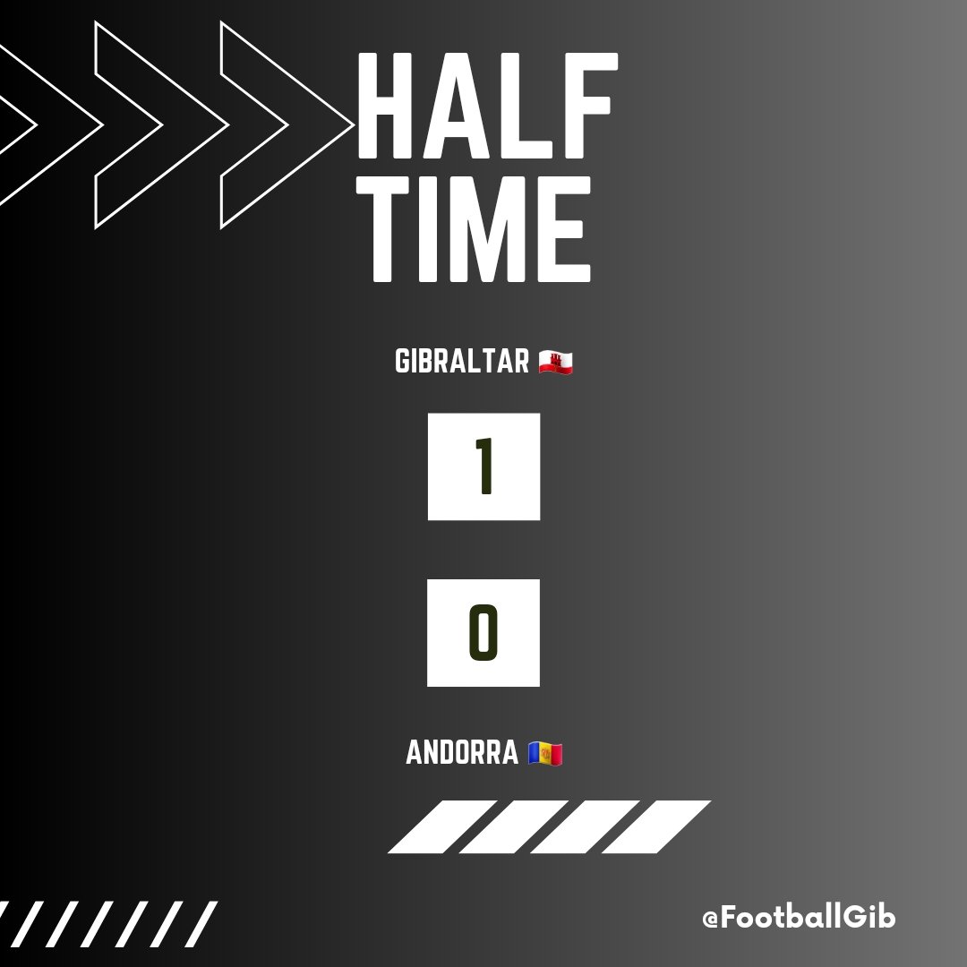 FootballGib's tweet photo. Half-time, and a goal on his international debut from @DanBent sees Gibraltar 🇬🇮 lead 1-0 vs Andorra 🇦🇩
#Gibraltar #GIBAND https://t.co/VHZF3aNYHI