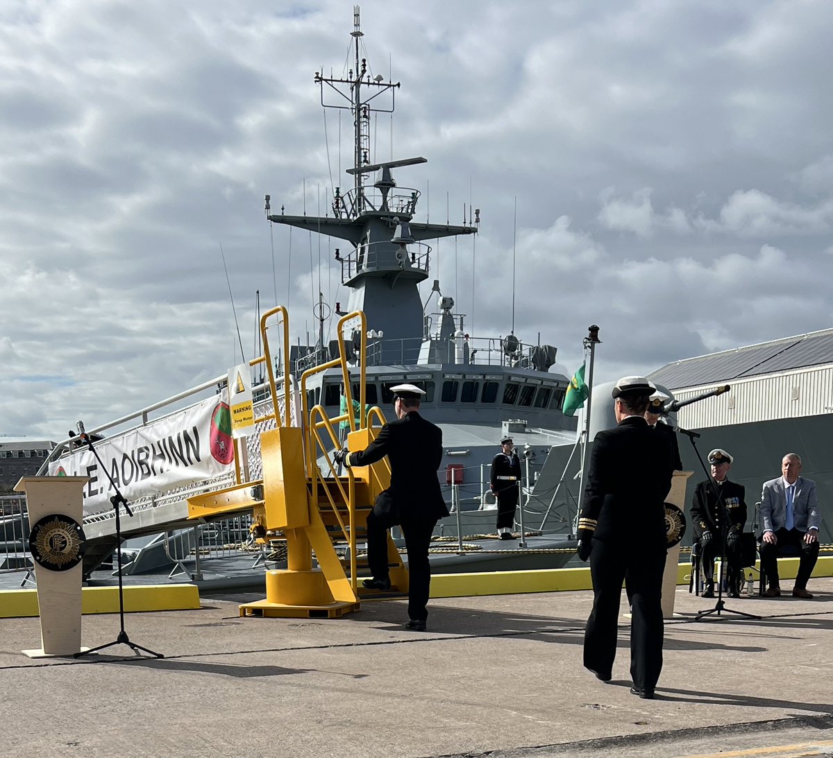 Congratulations to <a href="/naval_service/">Irish Naval Service</a> from all in <a href="/IrishAirCorps/">Irish Air Corps</a> with the commissioning of LÉ Aoibhinn &amp; LÉ Gobnait into service today. Best wishes to Lt Cmdrs Ó Neachtain &amp; O’Flynn as you take Charge and Command! 
#strengthenthenation #LifeLessOrdinary