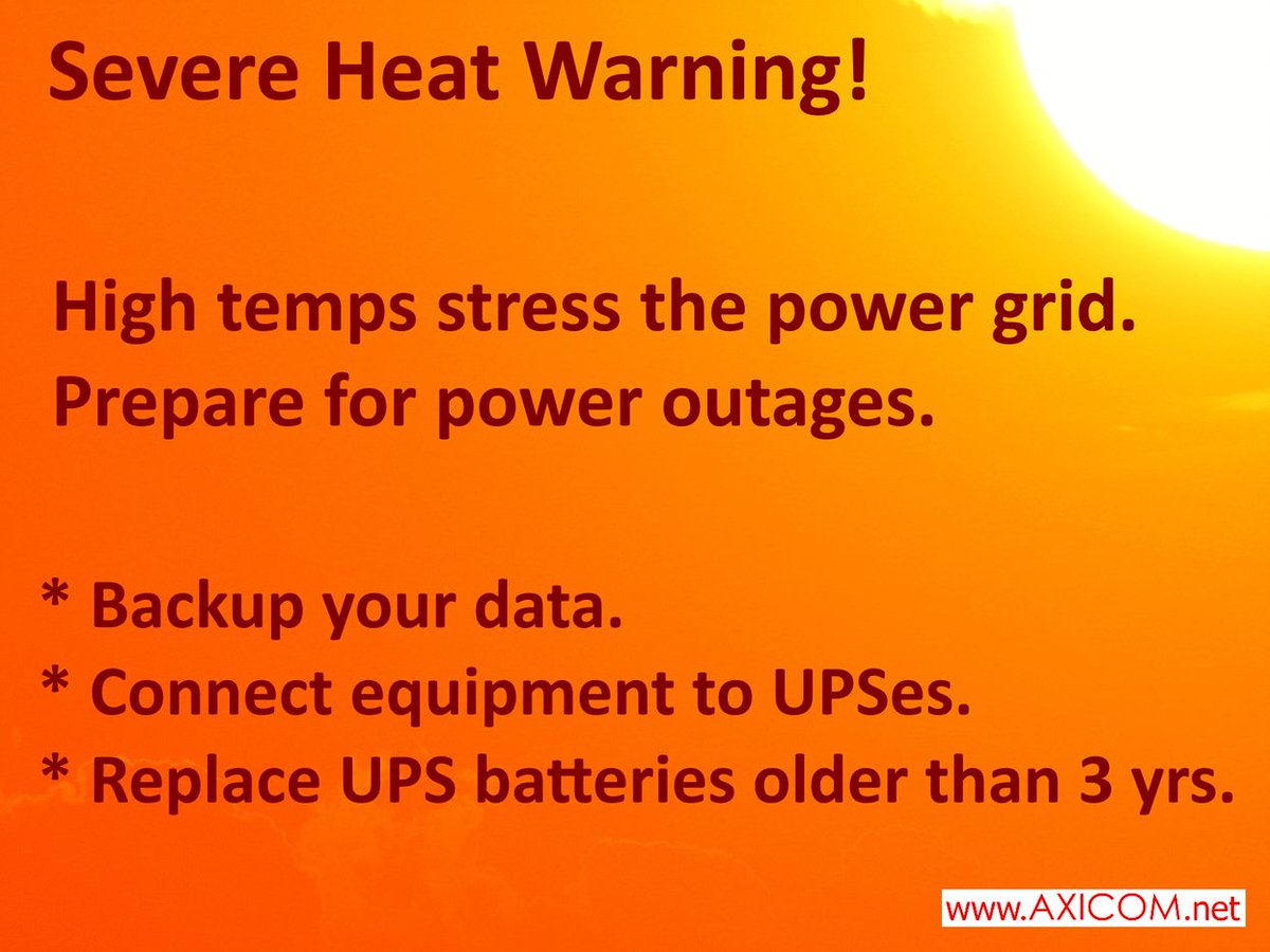 AXICOM_Tech's tweet image. Severe Heat Warning for the next several days.