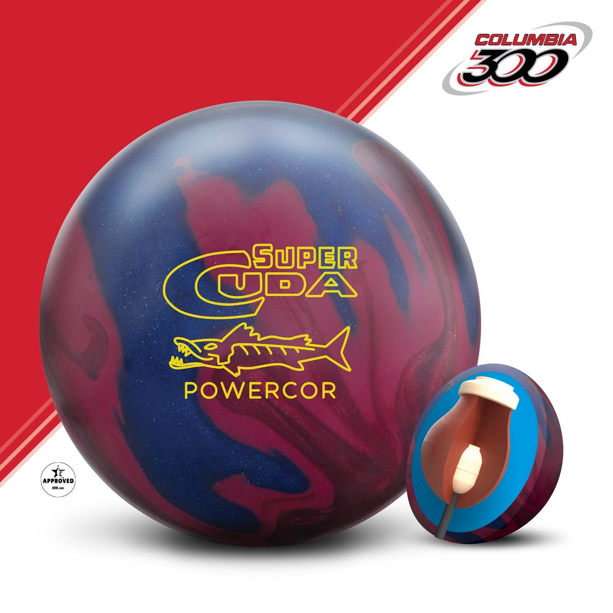 The major upgrade to the Cuda line has been the coverstock  technology, and the Super Cuda PowerCOR uses Formula 1 Hybrid wrapped  around the original Cuda core for even more performance on oily lanes! #Columbia300 #SuperCuda 09.19.2024 #BowlsTheWorldOver