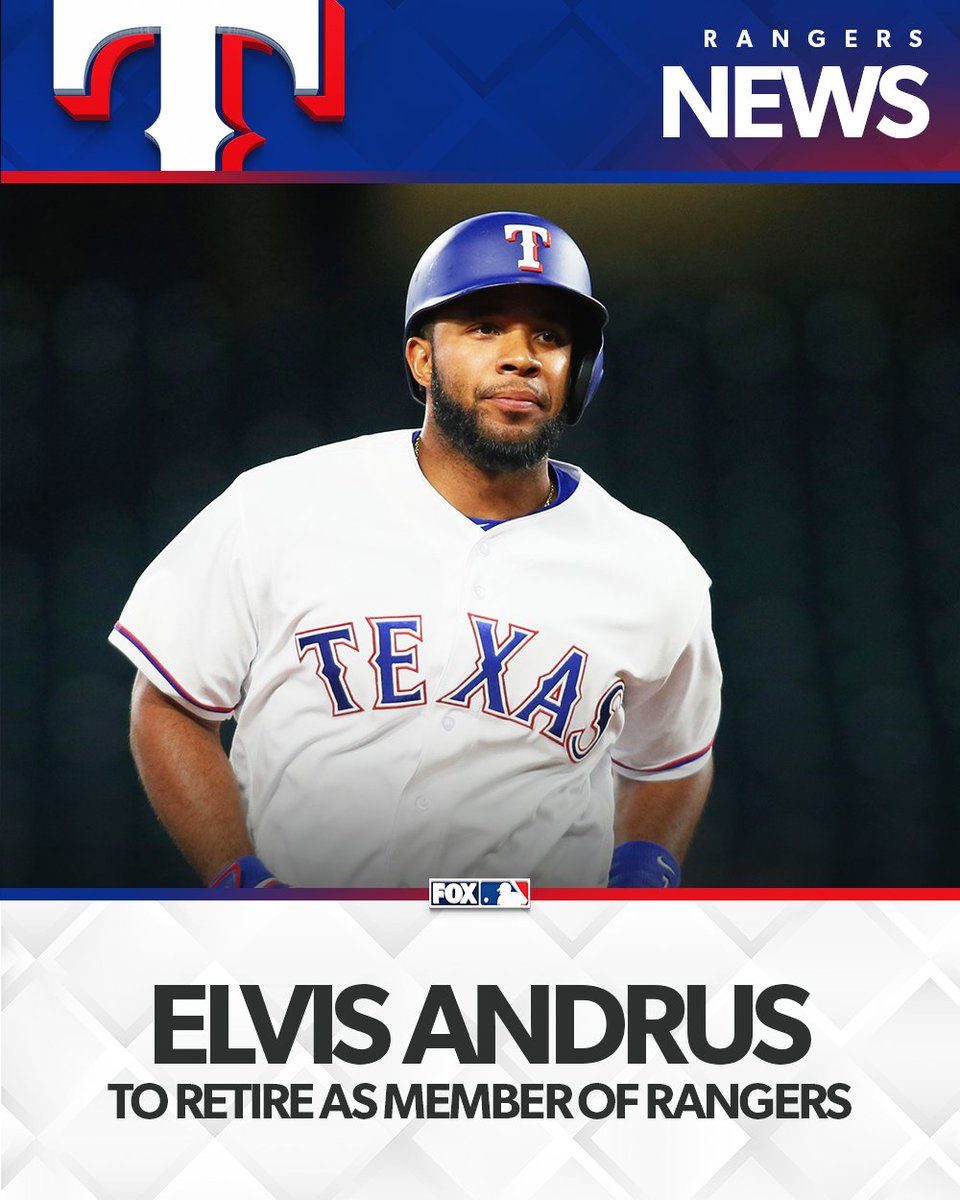 FOX Sports: MLB (@mlbonfox) on Twitter photo Elvis Andrus will officially retire as a member of the Texas Rangers on Friday, per <a href="/Evan_P_Grant/">Evan Grant</a> Elvis Andrus will officially retire as a member of the Texas Rangers on Friday, per <a href="/Evan_P_Grant/">Evan Grant</a>