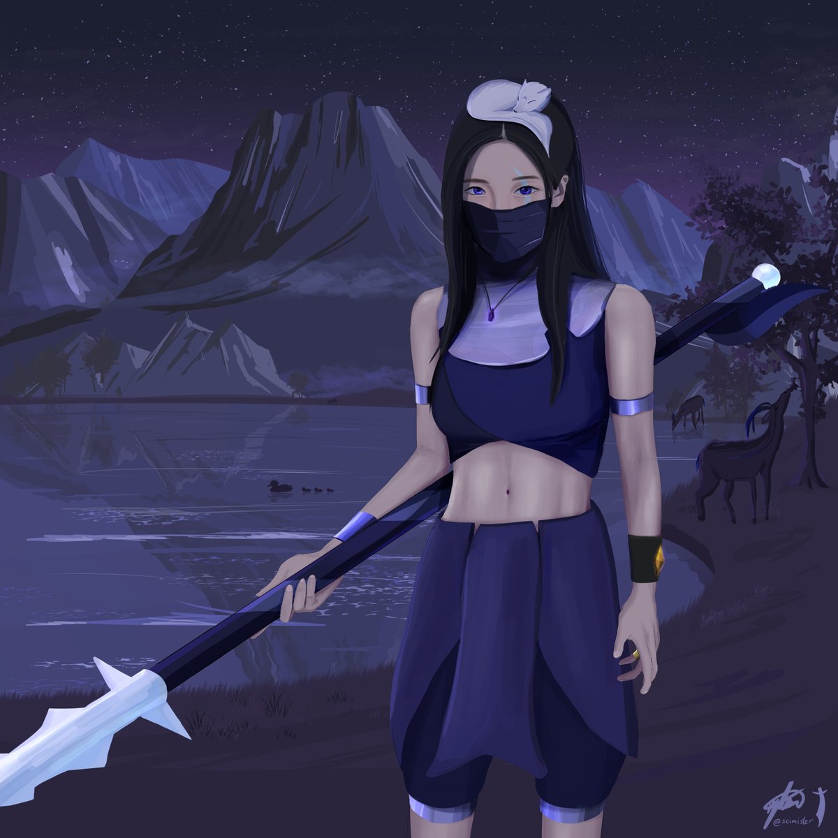 scimister's tweet image. A night in Varlamore ft. blue moon armour 🌘
I finished this piece earlier in the year in anticipation of Varlamore release ☺️ #osrs #runescape