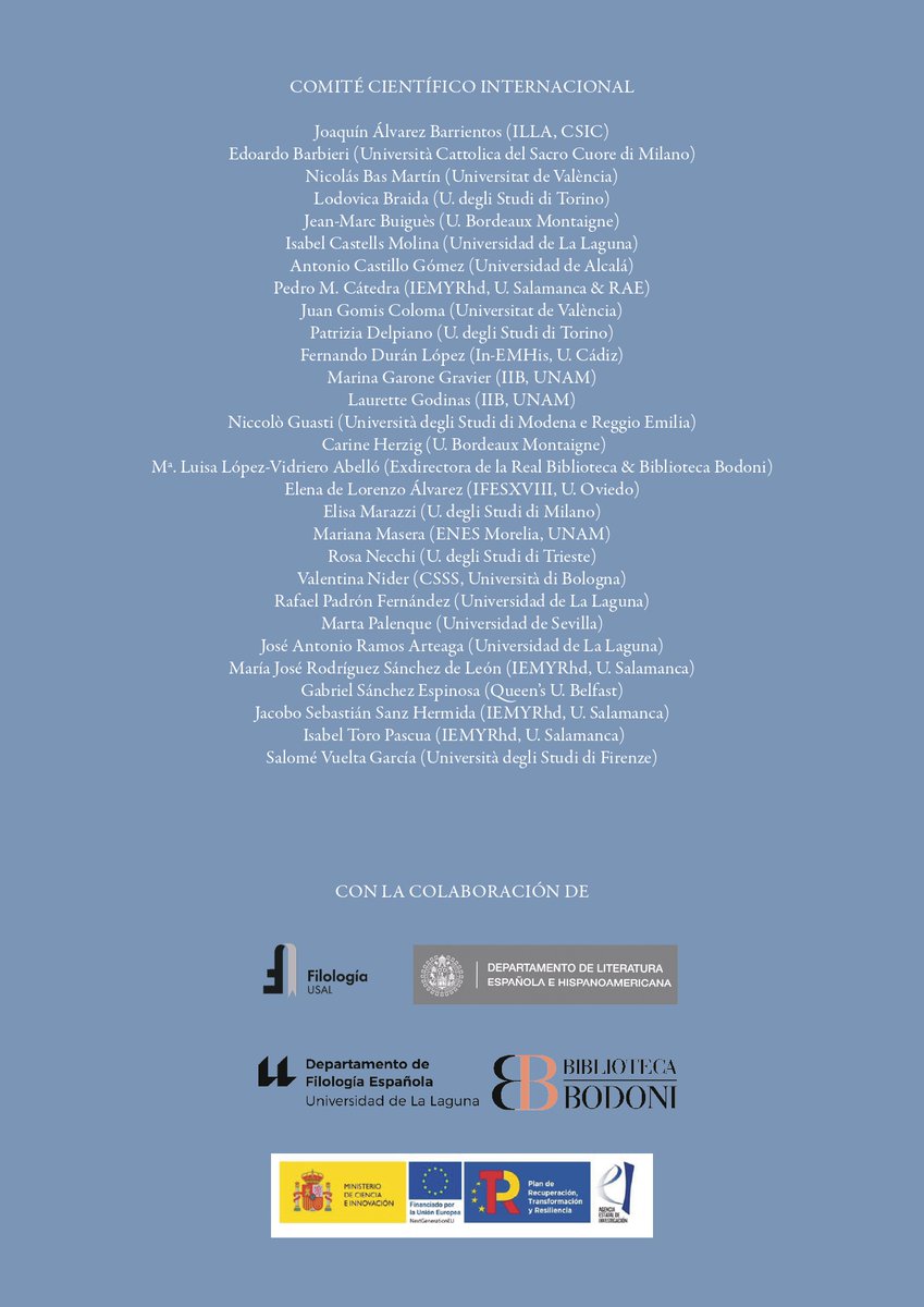 ATENCIÓN. Convocatoria del II Congreso Internacional “De #libros y papeles: #tipografía, usos y prácticas de lectura en el Siglo de las Luces”, organizado por Noelia López-Souto (U. de La Laguna) y Claudia Lora (U. de Salamanca). Plazo de propuestas abierto hasta el 15/09/2024.