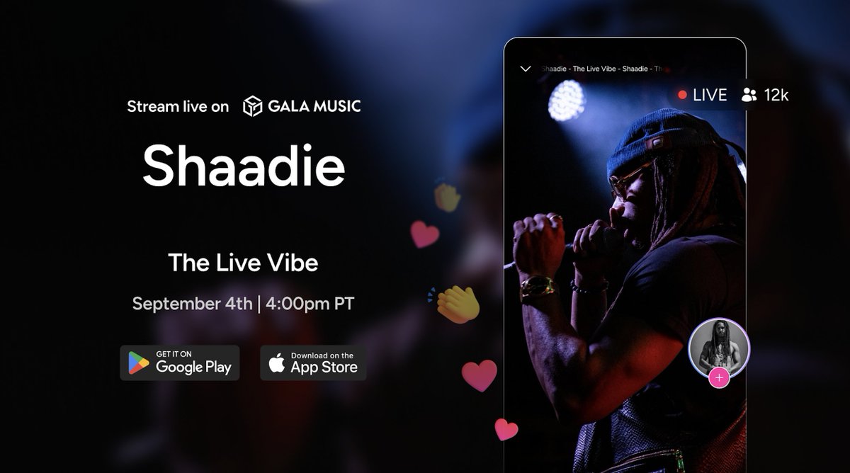 GoGalaMusic's tweet photo. Get ready for a SHOW! 🔥

Shaadie is bringing the heat to his Gala Music performance tonight at 4pm PT. 

Download the Gala Music app today on iOS and Google Play and watch live. https://t.co/fovEtb0g5J