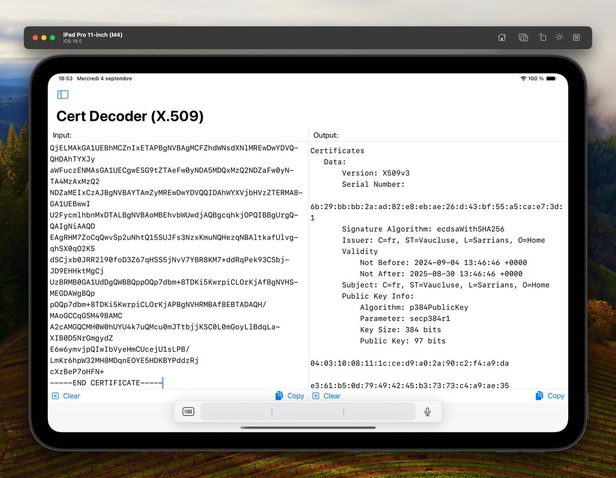 StrAbZ's tweet image. Spent the day decoding cert with swift-certificates. I had to fork it, to access some « hidden » stuff. So far it works on the certs I have been able to test. I guess it will be the next tool available. #BuildInPublic #iOSDev #macOSdev