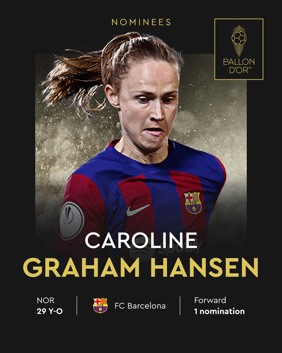 ballondor's tweet photo. Nominated for the 2024 Women’s Ballon d’Or  

@CarolineGrahamH 
@FCBfemeni 
@nff_landslag  

#ballondor https://t.co/nVbKGvnUIv