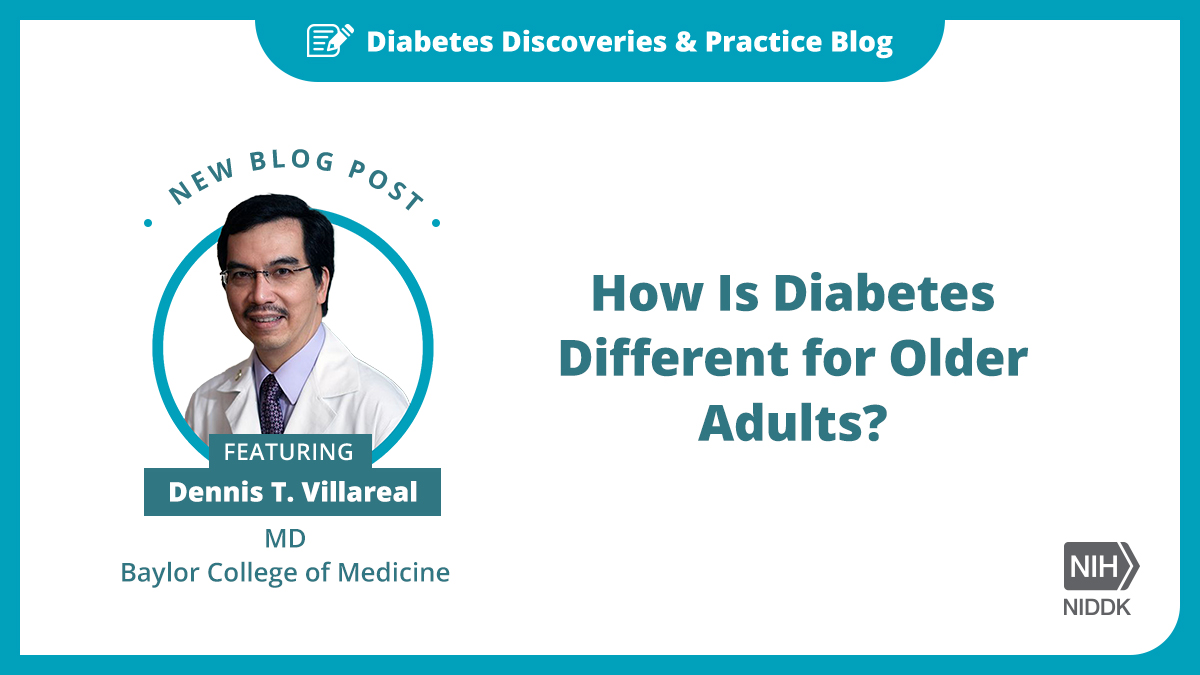 NIDDKgov's tweet photo. The number of people over age 65 in the United States living with diabetes is expected to increase rapidly in the coming decades. @BCMHouston’s Dr. Dennis T. Villareal discusses the unique needs of older adults with diabetes on the #DDPblog: https://t.co/bzK3ES3lQR #T1D #T2D https://t.co/nvJa4vHXAF