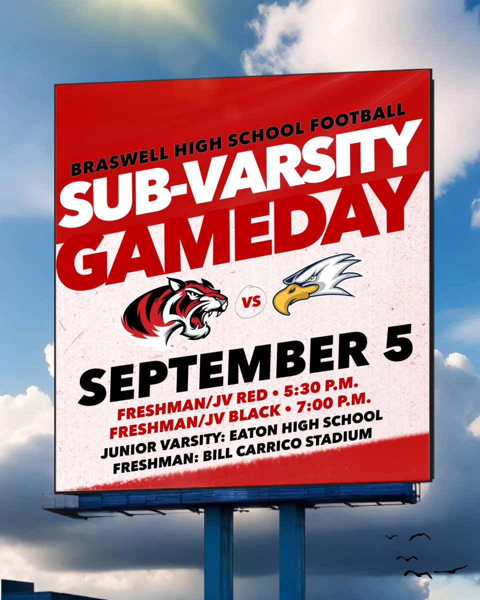 Braswell Bengal Football (@bengallifestyle) on Twitter photo ๐๐๐-๐๐๐๐๐๐๐ ๐๐๐๐ ๐๐๐!!
๐ฉ๐๐๐๐๐๐๐ ๐๐. ๐ฝ.๐น. ๐ฌ๐๐๐๐
๐
Thursday, September 5th
๐ Red - 5:30 p.m.
๐Black - 7:00 p.m.
๐๏ธ 9th/Carrico Stadium
gofan.co/event/1589072?โฆ
๐๏ธ JV/ Eaton High School
#KeepChoppingWood๐ช ๐๐๐-๐๐๐๐๐๐๐ ๐๐๐๐ ๐๐๐!!
๐ฉ๐๐๐๐๐๐๐ ๐๐. ๐ฝ.๐น. ๐ฌ๐๐๐๐
๐
Thursday, September 5th
๐ Red - 5:30 p.m.
๐Black - 7:00 p.m.
๐๏ธ 9th/Carrico Stadium
gofan.co/event/1589072?โฆ
๐๏ธ JV/ Eaton High School
#KeepChoppingWood๐ช