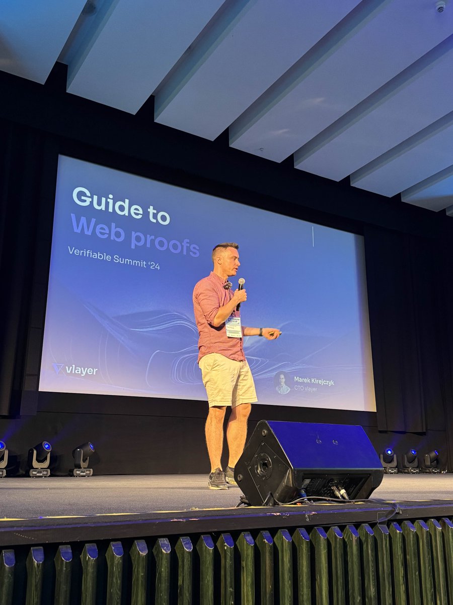 vlayer ⛛ (@vlayer_xyz) on Twitter photo 🎤 vlayer's CTO <a href="/zkMarek/">zkMarek ⛛</a> delivered a keynote speech during <a href="/_vsummit/">#vsummit2024</a> in Warsaw today!
Marek joined the Main Stage to introduce and deliver valuable insights on vlayer’s Verifiable Data Report on Web Proofs. 🎤 vlayer's CTO <a href="/zkMarek/">zkMarek ⛛</a> delivered a keynote speech during <a href="/_vsummit/">#vsummit2024</a> in Warsaw today!
Marek joined the Main Stage to introduce and deliver valuable insights on vlayer’s Verifiable Data Report on Web Proofs.