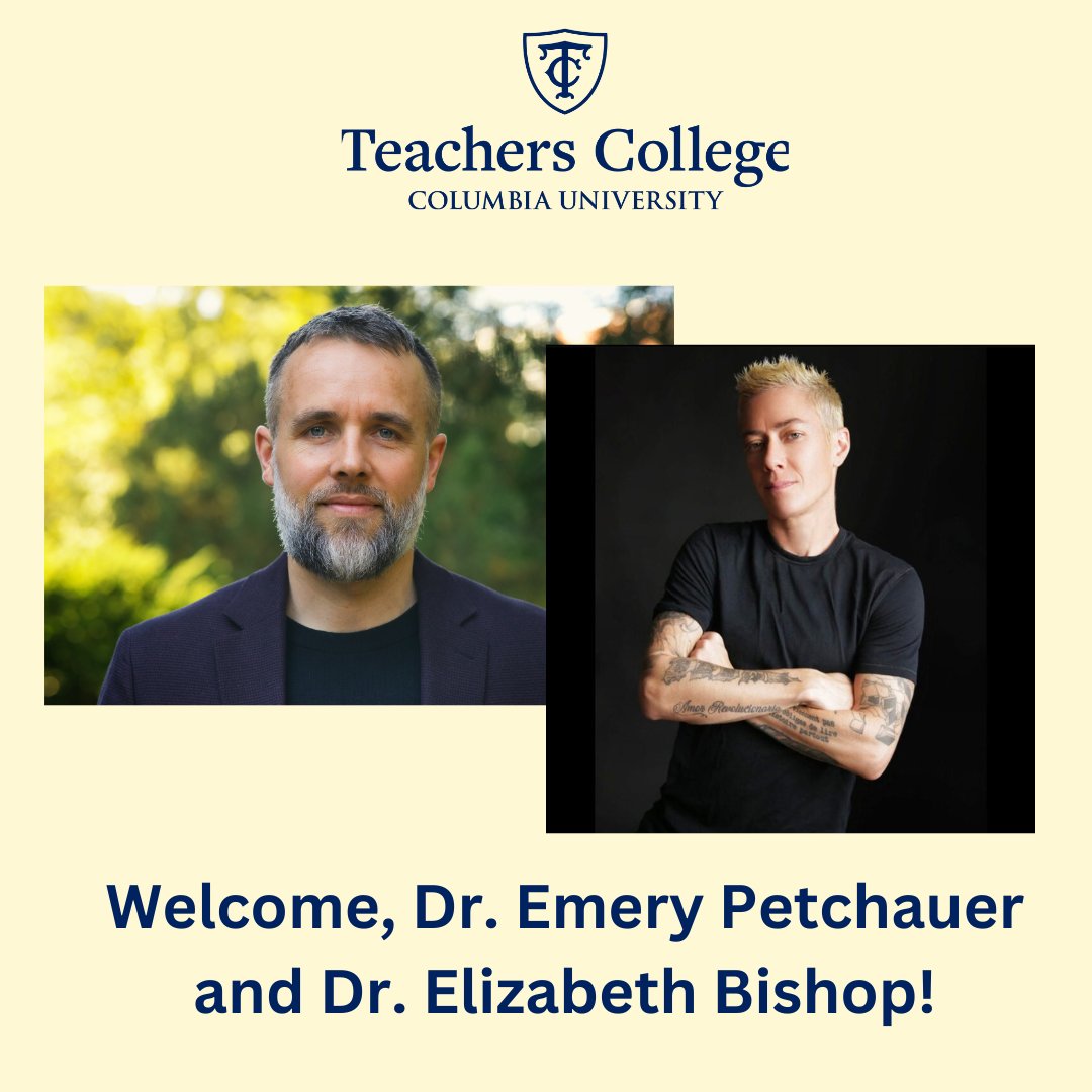 TC Arts & Humanities (@tcaandh) on Twitter photo A&H is thrilled to welcome visiting professor—Dr. Emery Petchauer (<a href="/EmeryPetchauer/">Emery Petchauer</a>) and scholar-in-residence—Dr. Elizabeth Bishop (@DrBishopDigital) to the English Education department.
Learn more about here: bit.ly/eefaculty A&H is thrilled to welcome visiting professor—Dr. Emery Petchauer (<a href="/EmeryPetchauer/">Emery Petchauer</a>) and scholar-in-residence—Dr. Elizabeth Bishop (@DrBishopDigital) to the English Education department.
Learn more about here: bit.ly/eefaculty
