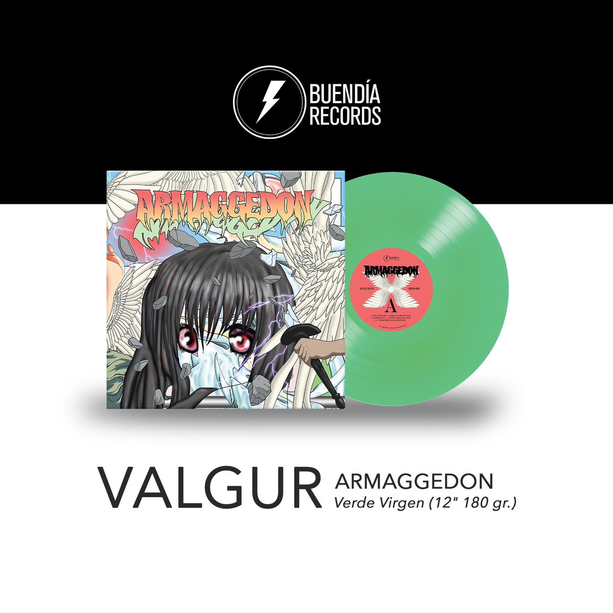 PREVENTA ABIERTA ⚡️

Por primera vez en FORMATO VINILO y en un color VERDE VIRGEN les presentamos el BDR-030: ARMAGGEDON x <a href="/soyvalgur/">VALGUR</a> , limitado a 250 copias. 

Disponible ahora en nuestra tienda en linea.
Cover art por @33luis_campos 

buendiarecords.com/products/valgu…

#hoyesunbuendía