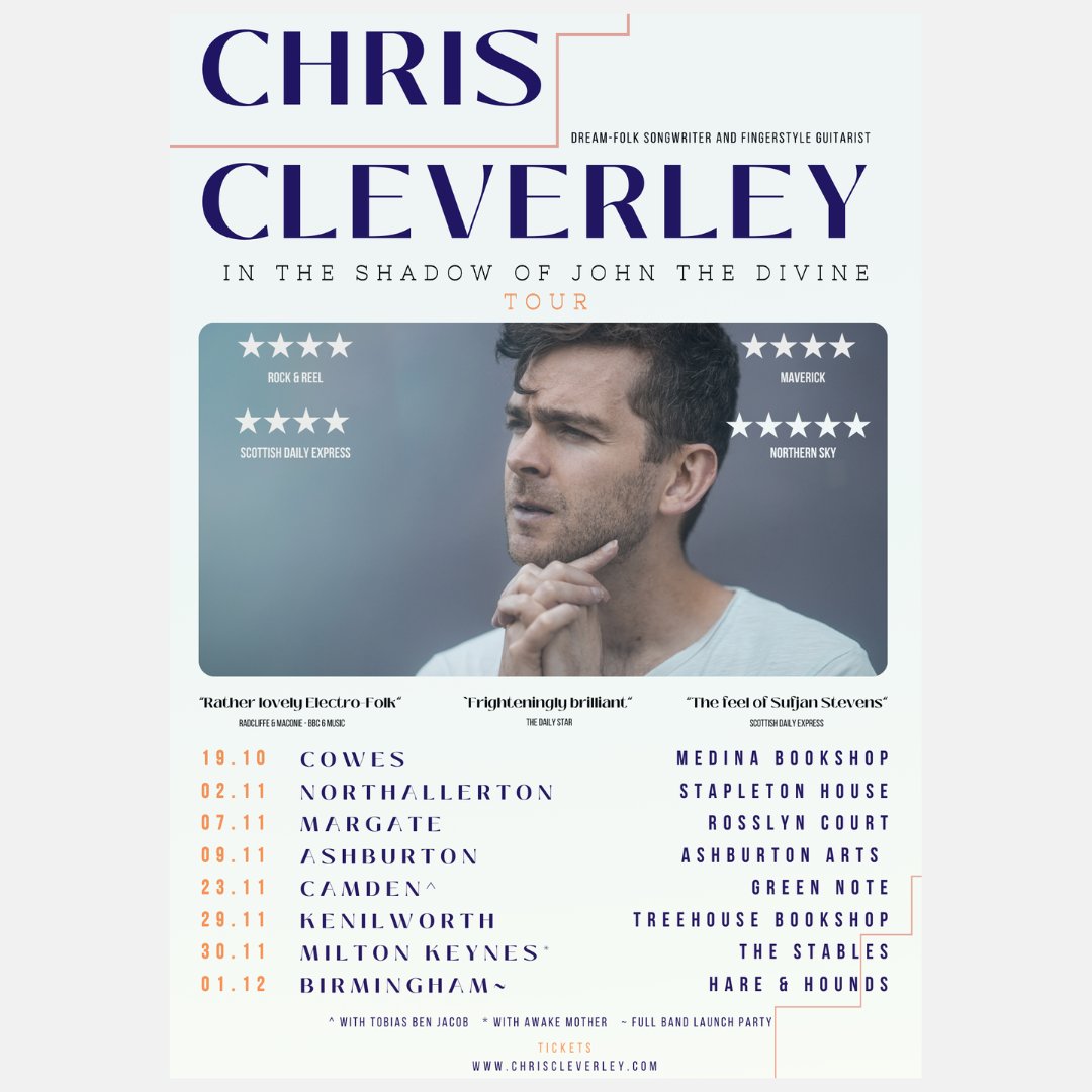 ❄️*WINTER TOUR DATES*
Now Summer has passed it feels like time to tell you about my Winter tour. Eight magnificent, intimate venues to share songs from my new Christmas record 'In the Shadow of John the Divine'.

Can you help share and spread the word?

🎫chriscleverley.com/live