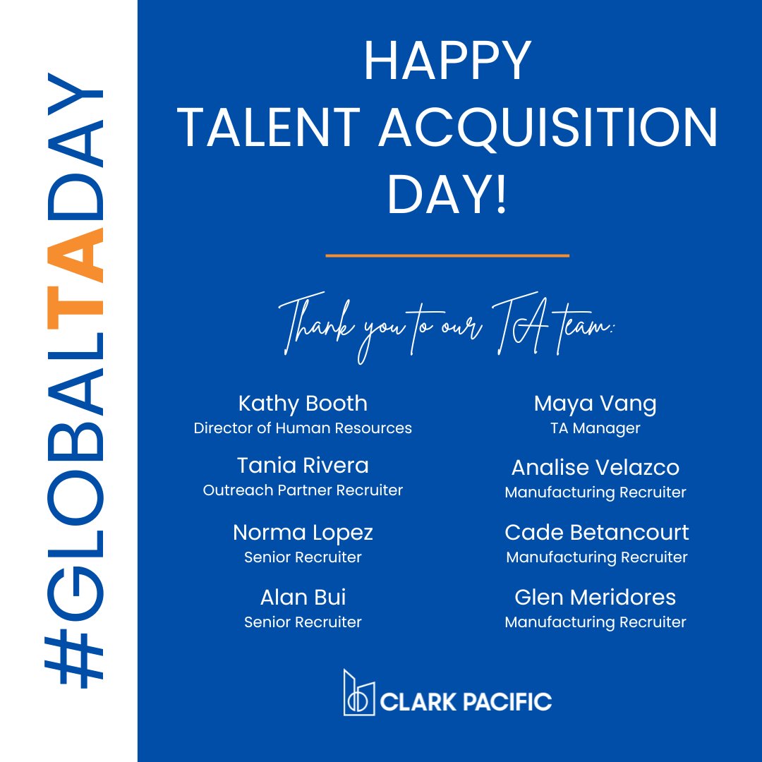 We wanted to take a moment to extend our deepest appreciation to our Talent Acquisition team on #GlobalTADay. Your relentless passion for finding top talent has made a significant impact on our team and the overall success of the organization. T H A N K  Y O U !