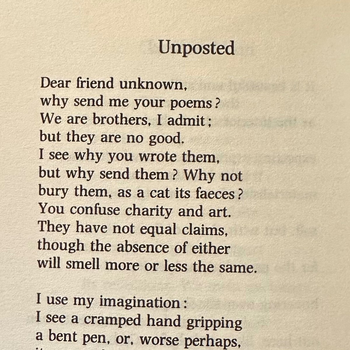 coruthers's tweet image. *The year is 1986. You’re plugging away at your poems, sending them to editors, magazines, seeking even the tiniest crumb of feedback. You settle in to read RS Thomas’s latest collection (to whom you have periodically sent drafts, never hearing back)…