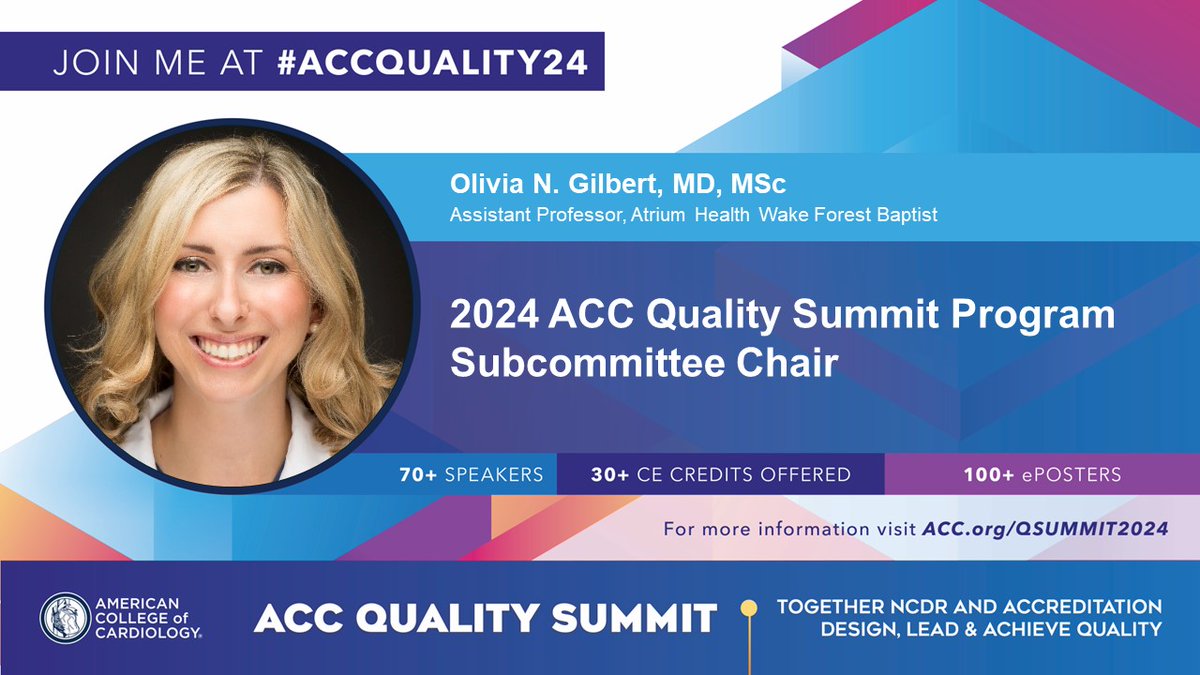 I’m thrilled to be a part of the ACC Quality Summit in San Antonio, TX Sept. 17 - 19! Join me in shaping the future of healthcare quality. Don't forget to register here: acc.org/QSUMMIT2024.  See you there! #ACCQuality24