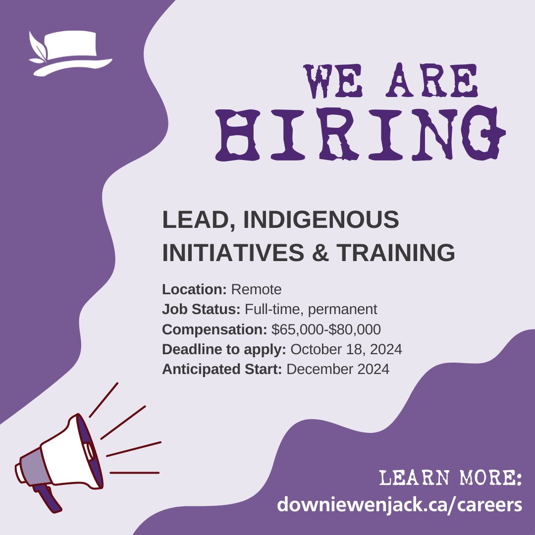 As part of the team at the Gord Downie &amp; Chanie Wenjack Fund (DWF), the Lead, Indigenous
Initiatives &amp; Training will support DWF’s mission by developing training and education,
conducting research, and supporting content development.

Learn more: ow.ly/S2xc50TfJ3B
