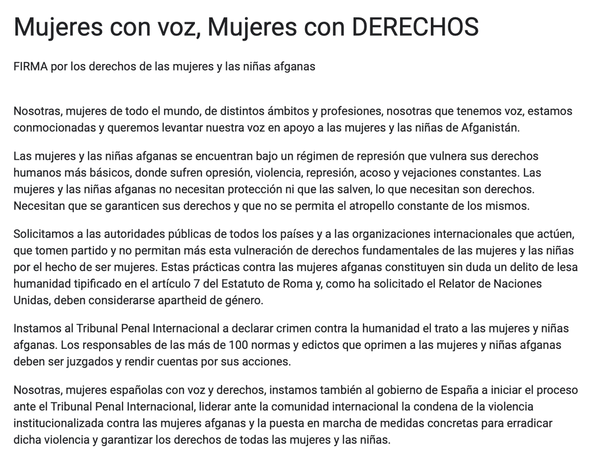 <a href="/IgualdadGob/">Ministerio de Igualdad</a> <a href="/_anaredondo_/">Ana Redondo</a> <a href="/aina_calvo/">Aina Calvo</a> <a href="/tinamonge/">cristina monge 🇪🇺</a> <a href="/MJRBECEDAS/">María José Rguez ﻥ</a> <a href="/CristinadelaS/">Cristina de la Serna</a> <a href="/mas_demo/">+Democracia</a> 2) Pedir a Turkia, Irán y Pakistán que no deporten a más mujeres afganas. Están en peligro
3) Abrir vías ágiles y seguras de pedir asilo. También para las que siguen allí.
4) Programas de educación a distancia y convalidación de títulos
5) Inserción laboral a las que están aquí👇