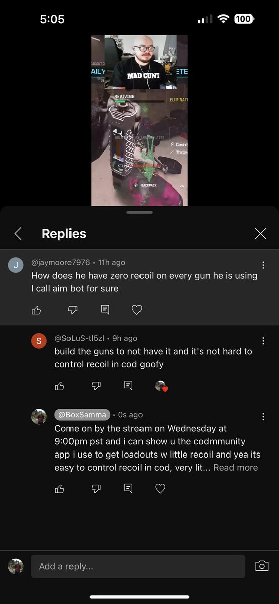 BoxSamma's tweet photo. Yoo I finally made it as a content creator! My first hackcusation!! I decided to be nice about it but the other comment made me laugh 🤣🤣 , check out gameplay and decide for yourself. It really was not something impressive in these clips #cod #warzone #Kickcommunity https://t.co/Xo7NUSL5pw