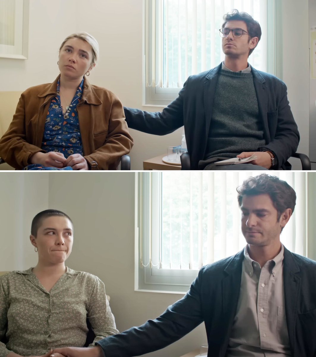 Leclubofficiel's tweet photo. Florence Pugh s'est vu proposer de porter un bonnet chauve plutôt que de se raser la tête pour le film We live in Time, mais elle a refusé.

"Il y a eu une étrange rumeur disant que je me serais raser le crâne pour reprendre mon identité […] Personne ne peut incarner un personnage comme celui-ci dans un film comme celui-là sans faire ce qui doit être fait. Et si vous ne voulez pas le faire, je pense que vous ne devriez pas raconter une histoire comme celle-ci."