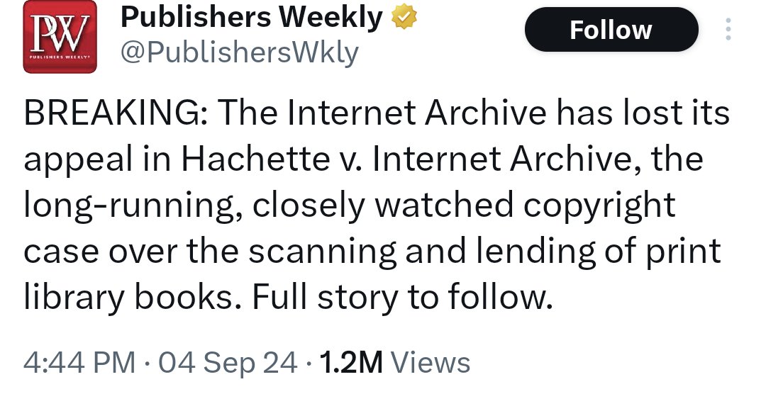 andhraa360's tweet image. ప్రపంచం సిగ్గు పడాల్సిన రోజు 😔✅

#InternetArchive #Hachette #OpenAI