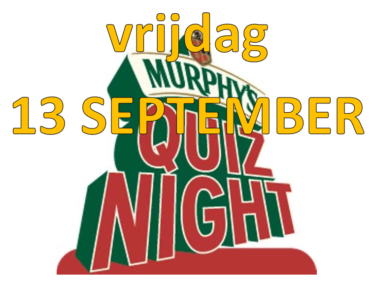 MURPHY'S QUIZ NIGHT - VRIJDAG 13 SEPTEMBER 
Vrijdagavond 13 september (let op, het is deze keer de tweede vrijdag van de maand) gaat vanaf 20.30 uur een nieuw seizoen met Murphy’s Quiz Nights van start bij Café Zwaneveld in Norg. Stel een team samen en doe mee!