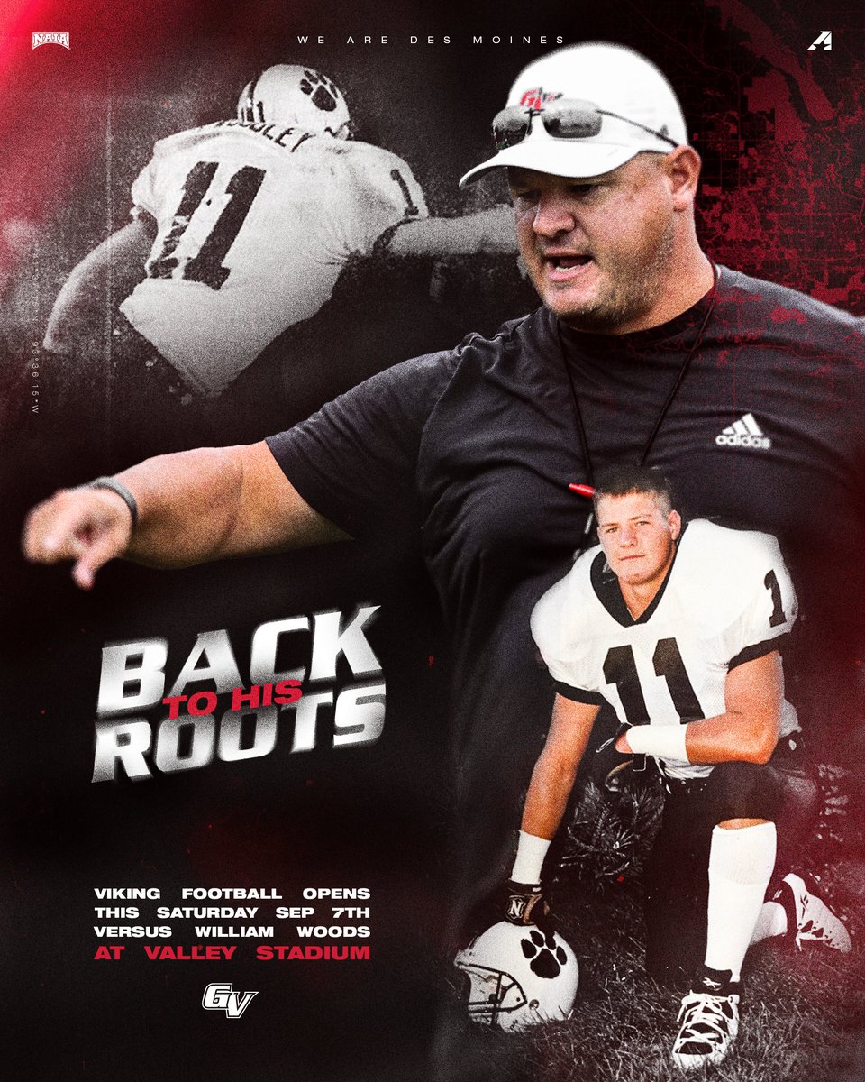 𝑩𝒂𝒄𝒌 𝒕𝒐 𝒉𝒊𝒔 𝑹𝒐𝒐𝒕𝒔...

<a href="/GVVikingFB/">Grand View Football</a> hosts William Woods this Saturday, 6 PM at Valley Stadium, <a href="/CoachJoeWoodley/">Coach Joe Woodley</a>'s old stomping grounds.

@KXnOMorningRush 

📻: tinyurl.com/MORNINGRUSHKXNO

#WEAREDSM | #3D
