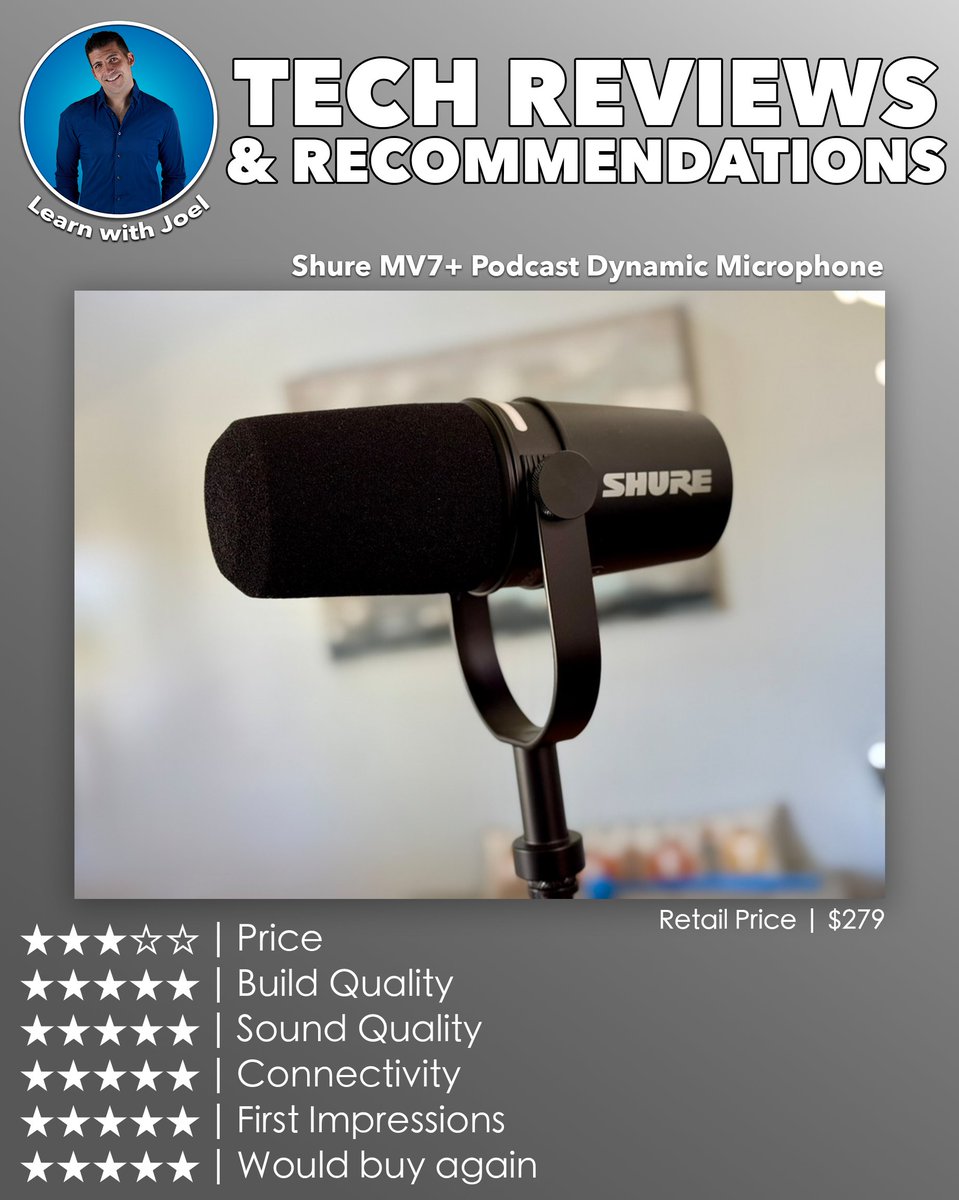 learnwithjoel's tweet image. Best Portable Mic Ever!
amzn.to/3z8WrlM
I am an affiliate partner with Amazon. When you click a link and make a purchase, I may receive a small payment, which helps me keep producing content.
#shure #shuremics #ShureSM7B #technology #technology #technologyblog