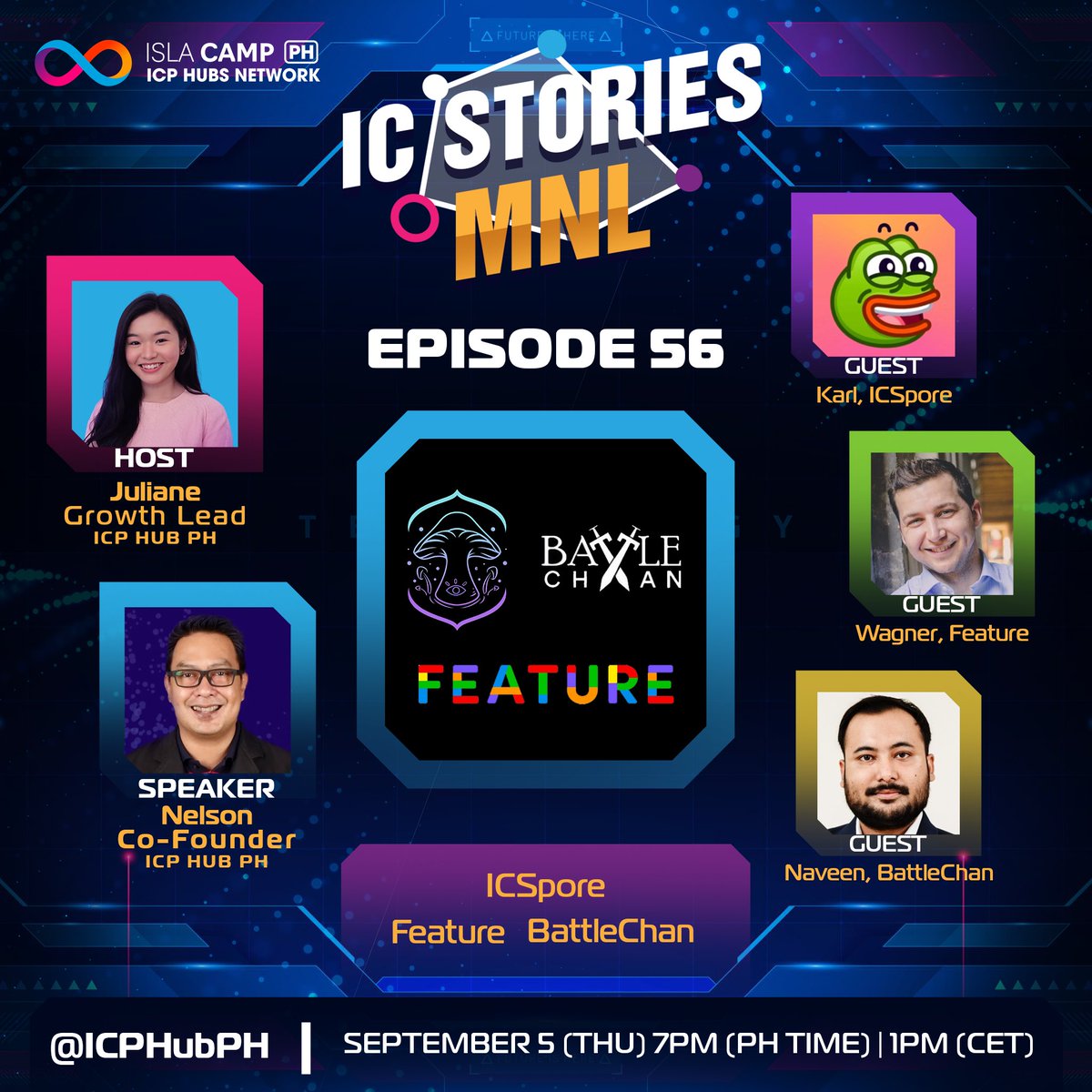 ICP HUB Philippines (@icphub_ph) on Twitter photo Samahan kame ngayong Sep. 5 (Thu) 7pm (PH time) | 1pm (CET) para sa ep. 56 ng IC Stories MNL. π΅π
Makakasama natin sina Karl (@icspore), Wagner (<a href="/feature_sh/">FEATURE ποΈ</a>), at si Naveen (<a href="/battlechan_/">BattleChan :βοΈπΌπ½</a>) para sa isang triple-project coverage AMA ng IC Stories. Learn more ππ₯
1/ ICSpore - the Samahan kame ngayong Sep. 5 (Thu) 7pm (PH time) | 1pm (CET) para sa ep. 56 ng IC Stories MNL. π΅π
Makakasama natin sina Karl (@icspore), Wagner (<a href="/feature_sh/">FEATURE ποΈ</a>), at si Naveen (<a href="/battlechan_/">BattleChan :βοΈπΌπ½</a>) para sa isang triple-project coverage AMA ng IC Stories. Learn more ππ₯
1/ ICSpore - the