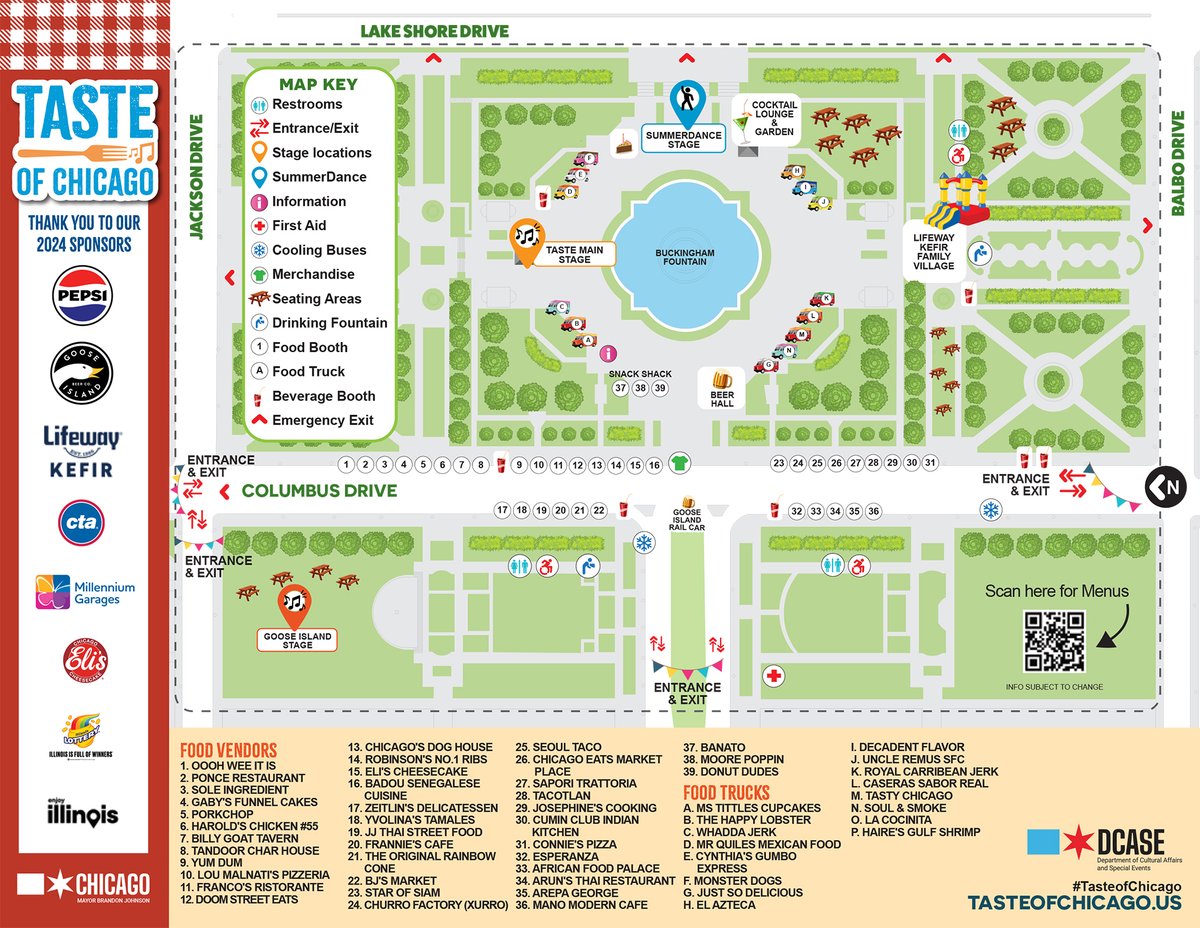 #TasteofChicago Grant Park is this Fri-Sun 11a-9p. FREE admission!
Visit the link below for access details including parking, allowed items and more!
Pro tip: Be sure to make use of all 3 entrances — north end, south end and center west end!
chicago.gov/city/en/depts/…