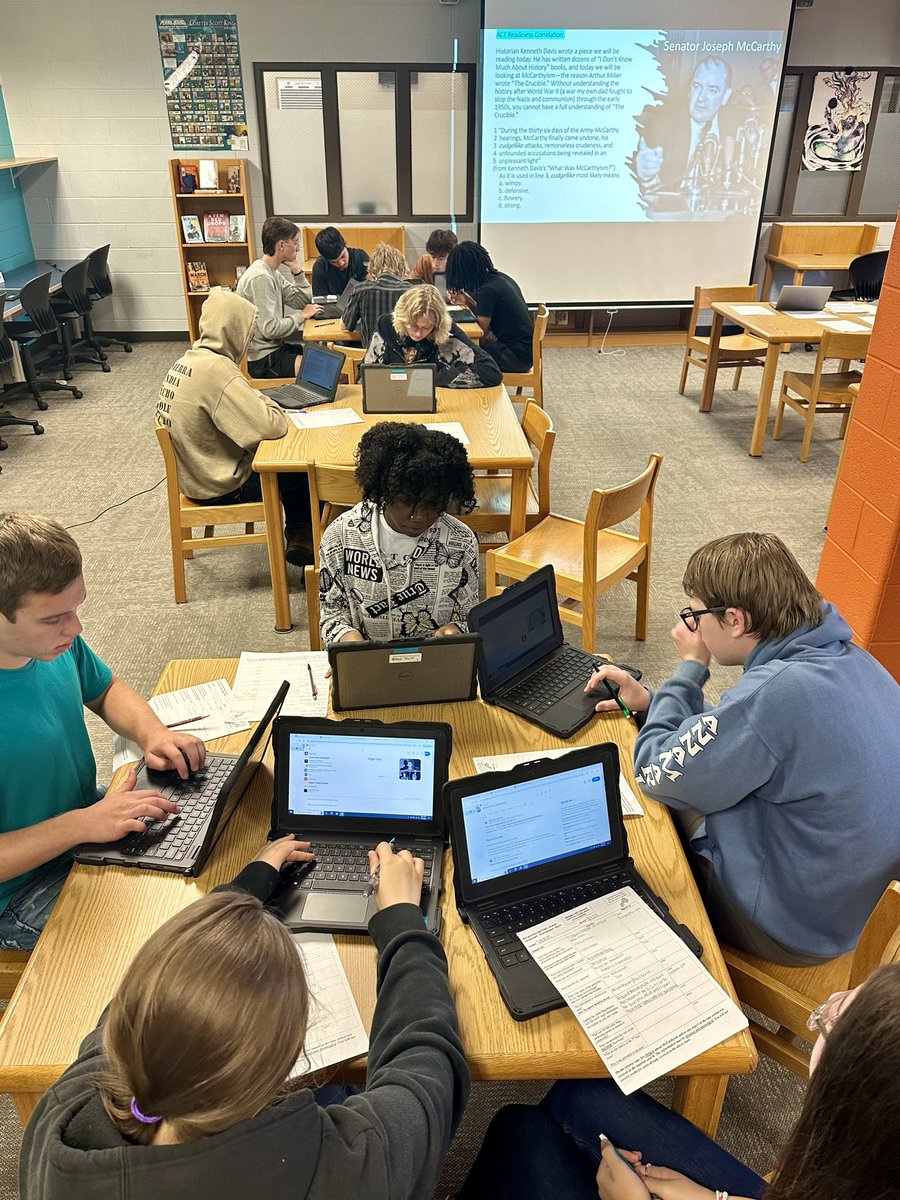 SiegelLibrary's tweet image. McCarthyism was the inspiration for Arthur Miller’s The Crucible. Juniors explored this connection in library stations today! #Literature #History
@SiegelHighStars