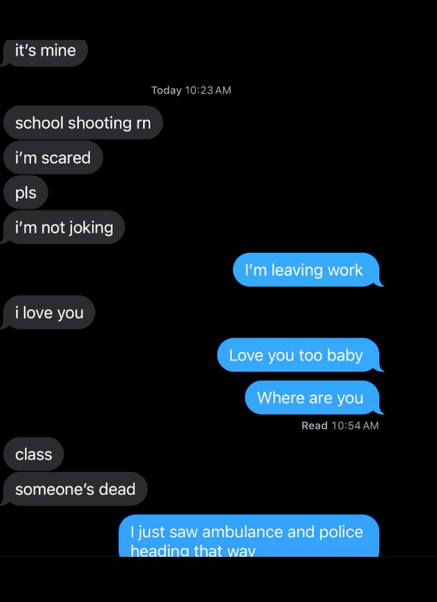 ShawnReynolds_'s tweet image. A text message from 17-yr-old Apalachee HS student Ethan Haney to his mother Erin Clark, given to @CNN, reads 
“school shooting rn
i’m scared
pls
im not joking …
…i love you” 
Clark tells CNN she “just kept praying he’d stay safe” as she drove to the school