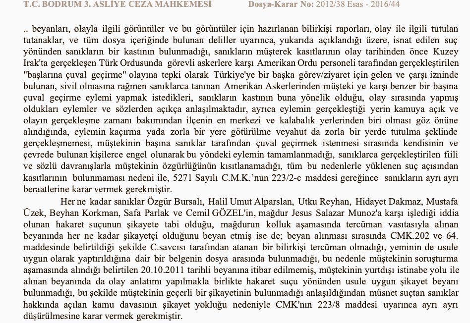 2011'de 8 Vatan Partili Bodrum'da ABD askerine çuval geçirdik. 5 yıl tutuksuz yargılanıp beraat ettik. 

Mahkeme heyeti siyasi bir protesto olduğunu, hürriyetten alıkoyma ve hakaret kastı olmadığına hükmetti. 

Aradan 13 yıl geçti aynı eylemden 10 kişi tutuklandı. Ne değişti?