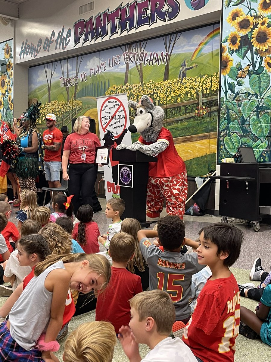 Brougham Elementary (@teambrougham) on Twitter photo Bully the Bull and K.C. Wolf showed up today to speak about bullying prevention with <a href="/TeamBrougham/">Brougham Elementary</a>!! What an awesome RED Wednesday! #OPSmaketodaycount Bully the Bull and K.C. Wolf showed up today to speak about bullying prevention with <a href="/TeamBrougham/">Brougham Elementary</a>!! What an awesome RED Wednesday! #OPSmaketodaycount