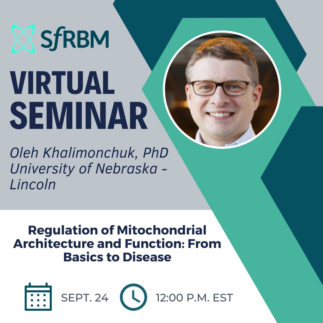 SFRBM (@sfrbm) on Twitter photo Happening this week! Come join us on Tuesday, September 24 for a Redox Biology Virtual Seminar with Oleh Khalimonchuk, PhD. Don’t miss out!bit.ly/3XuGU95 Happening this week! Come join us on Tuesday, September 24 for a Redox Biology Virtual Seminar with Oleh Khalimonchuk, PhD. Don’t miss out!bit.ly/3XuGU95