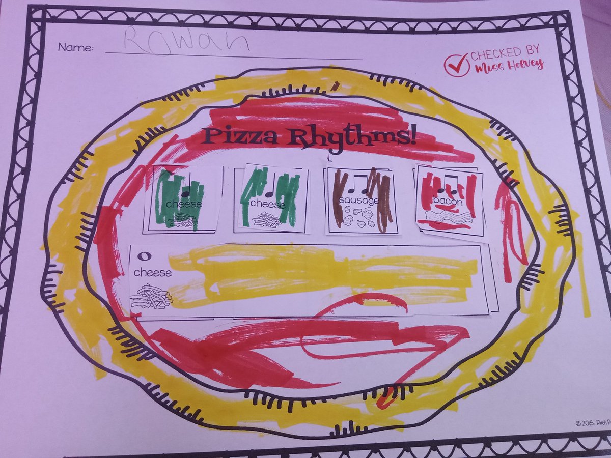 Making pizza in music class! 🍕 2nd grade is composing rhythms using pizza toppings! <a href="/IvyHawnSuhr/">Ivy Hawn Principal</a> <a href="/PrycelessAP/">Alicia Pryce</a>