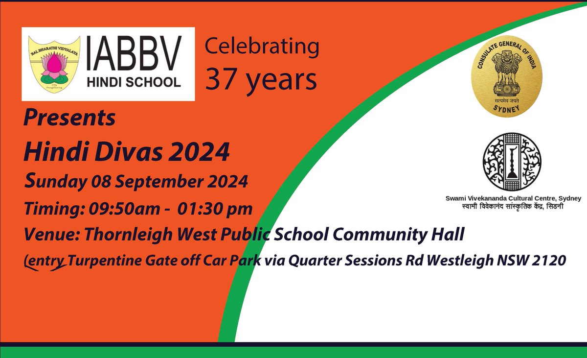 The Consulate General of India Sydney and the Swami Vivekananda Cultural Centre are collaborating with the Indo-Aust Bal Bharathi Vidyalaya Hindi (IABBV) School to celebrate Hindi Divas. 

<a href="/HCICanberra/">India in Australia</a> <a href="/ktuhinv/">Kumar Tuhin</a>