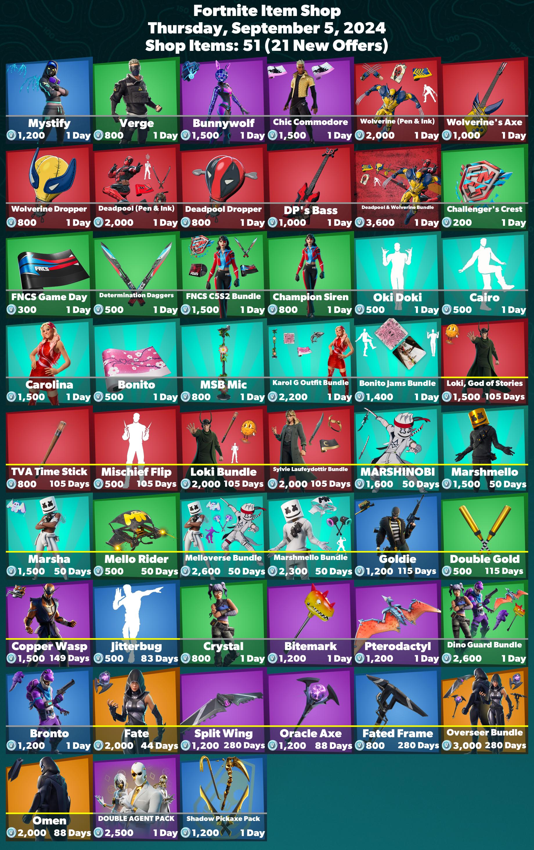 iFireMonkey on X: “🛒 #Fortnite Item Shop ⏰ Thursday, September 5 