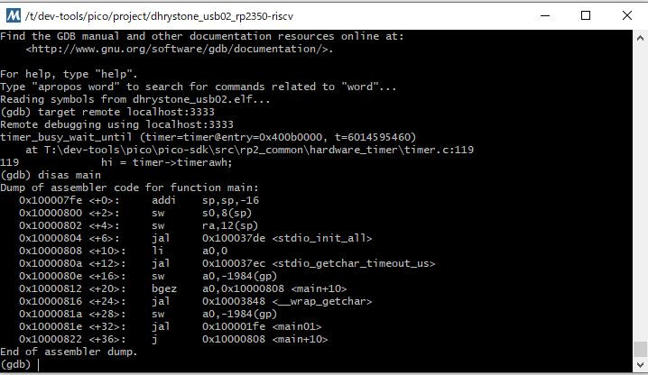 yama23238's tweet image. RaspberryPiPico2でのRISC-Vのコマンドラインでのgdb接続時のOpenOCDの画面とgdbの画面です
gdbの画面では逆アセンブルを表示してますがちゃんとRISC-Vの命令になってます
RISC-Vでのデバッグのvscodeの設定もわかればいいなぁ
ARMコアの方はvscodeでデバッグできてます
#raspberrypipico2 #rp2350