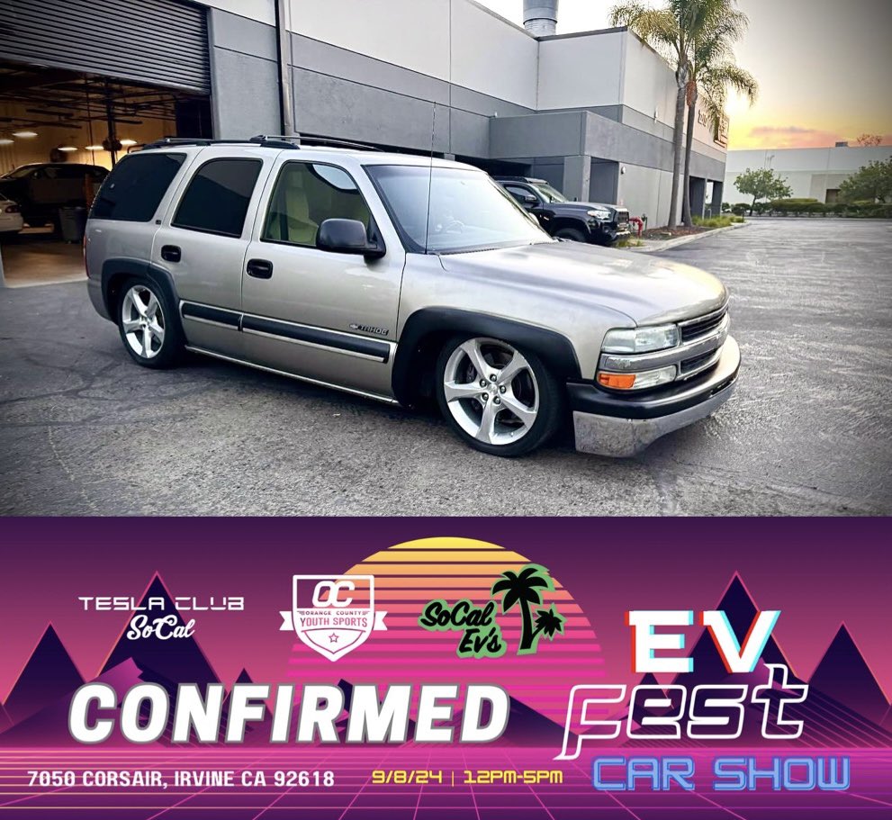 SoCalEVs's tweet image. See you at EV Fest 9/8/24!

CONFIRMED: @teslatahoe
2002 Chevy Tahoe on a 2014 Model S chassis

#EVfest #SoCalEVs #SoCalEVfest