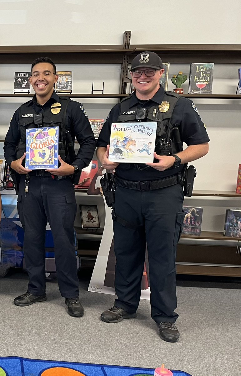 Indiopd's tweet photo. Officer Yuhas and Officer Bernal read to the littles at Indio Library Storytime today. 📚📖

#IndioPolice #OurCommunityOurCommitment #storytime @CityofIndio https://t.co/ZuTivLDjvu