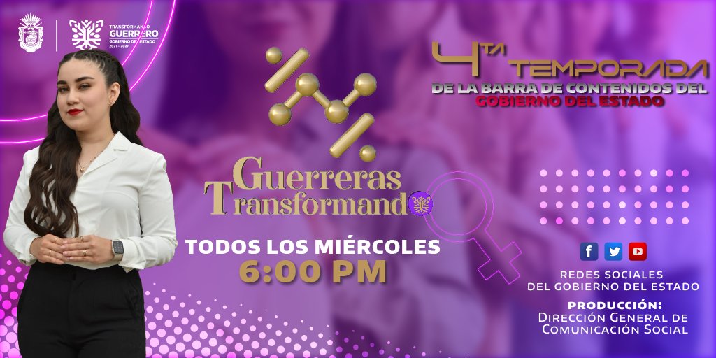 Gob_Guerrero's tweet photo. Únete al Movimiento Guerreras Transformando con Kellie Palacios, en #LaBarraDeLasSeis, donde exploramos el empoderamiento femenino.
🗓️ Los miércoles
⏰ A las 6:00 pm
📍Plataformas oficiales del Gobierno de Guerrero
Juntos, generamos cambio. 🤝
#LaBarraDeLasSeis 4ta Temporada https://t.co/hYqREW9BC4