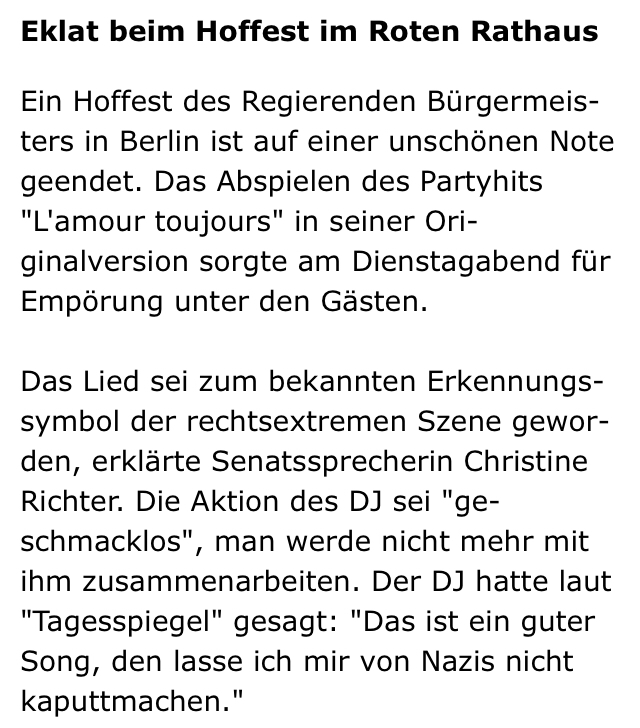 Wenn vom Prinzip belanglose Ereignisse #Sylt zu Hauptnachrichten aufgeblasen werden, dann entsteht Hysterie … und der Ausländer ist raus. #Gigi D#Agostino