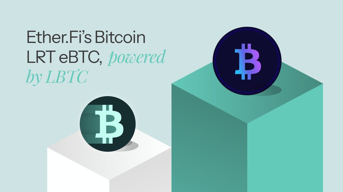 Say hello to the first Bitcoin LRT from @ether_fi & Lombard. ⚡️ LBTC can  now be restaked into @ether_fi for eBTC, its Liquid Restaked Bitcoin. With  eBTC anyone can access dual yields (