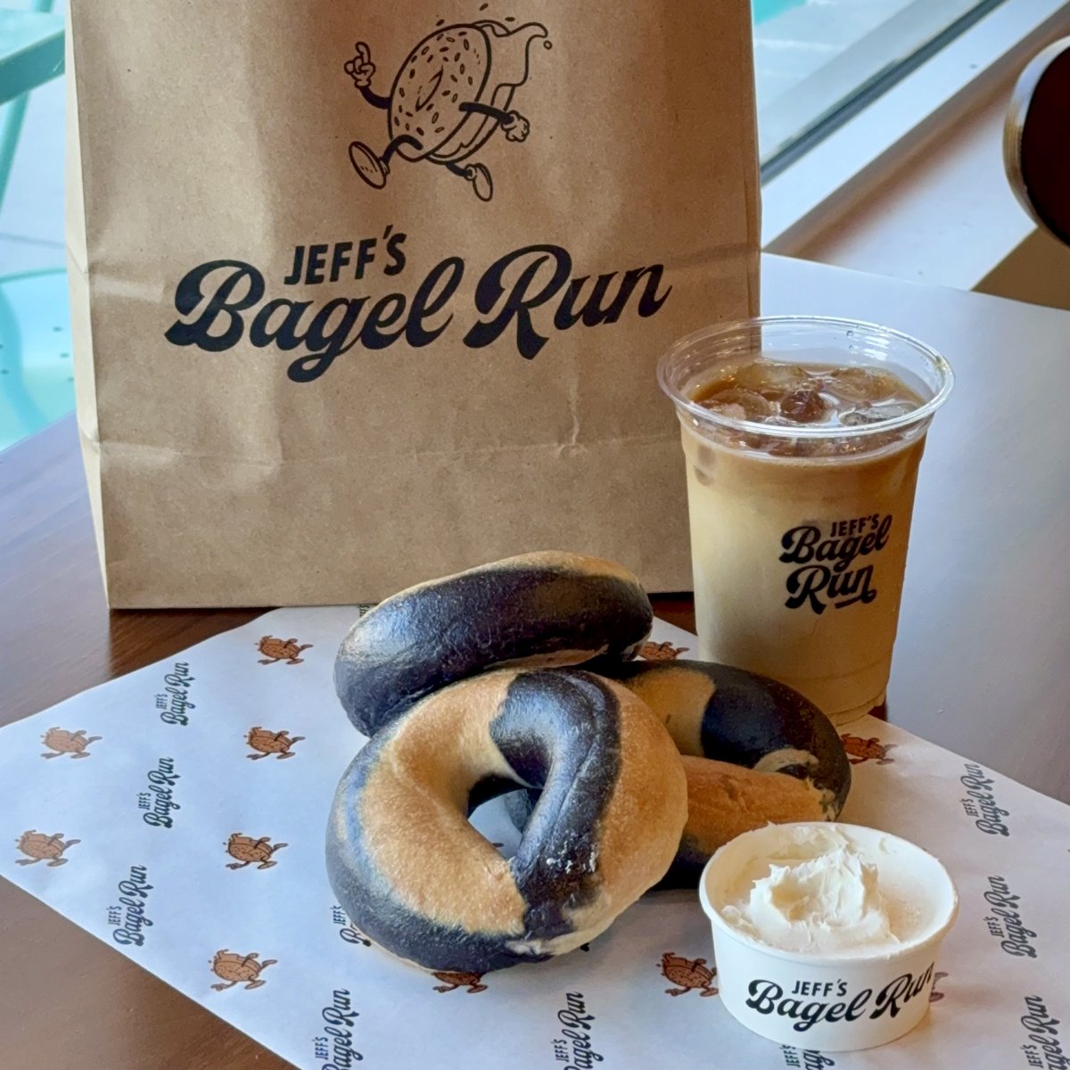 jeffsbagelrun's tweet photo. Looking for a festive way to celebrate the opening of #BeetlejuiceBeetlejuice tomorrow?  Our Bagel of the Day tomorrow is perfect.  A black and white striped bagel! Download our app and pre-order for pick-up! https://t.co/xTZ5rYFKTi