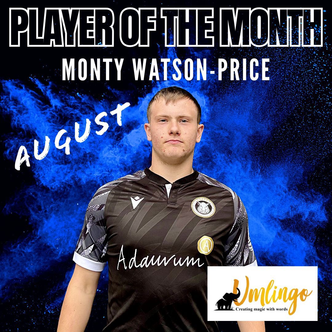 PLAYER OF THE MONTH - AUGUST 

Huge well done to our Number 1 🧤 The 18 year old has impressed hugely since earning his shirt in pre-season. A great product of Scott &amp; Deans U18’s side 👏🏻 

Proudly Sponsored by Umlingo
