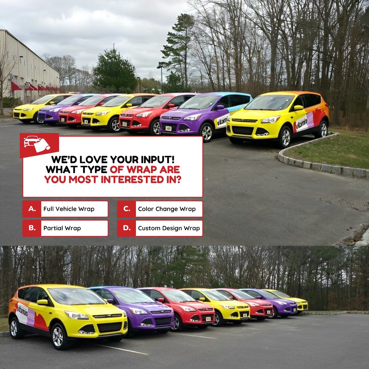 vehicleswrap's tweet image. Are you interested in a bold Full Vehicle Wrap that turns heads, or perhaps a Partial Wrap that highlights key features? Maybe you’re considering a Color Change Wrap to give your ride a fresh look.
.
#VehicleWraps #CarWraps #WrapDesign #CustomWraps #VinylWrap